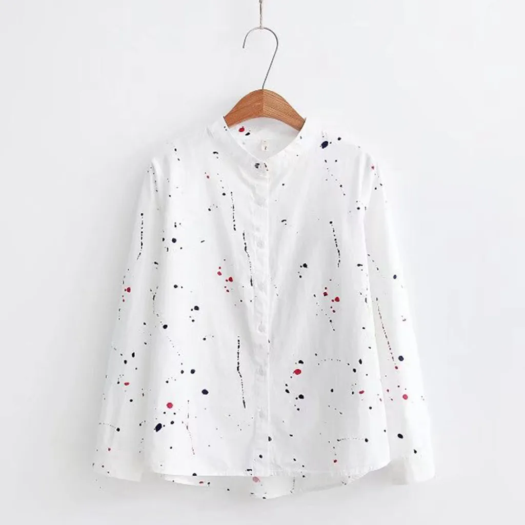 Women Casual Shirts Blouses Long Sleeve Print Button Korean Shirt Loose Blouse Camisas Female Shirts Blouse Tops Plus Size S-3XL