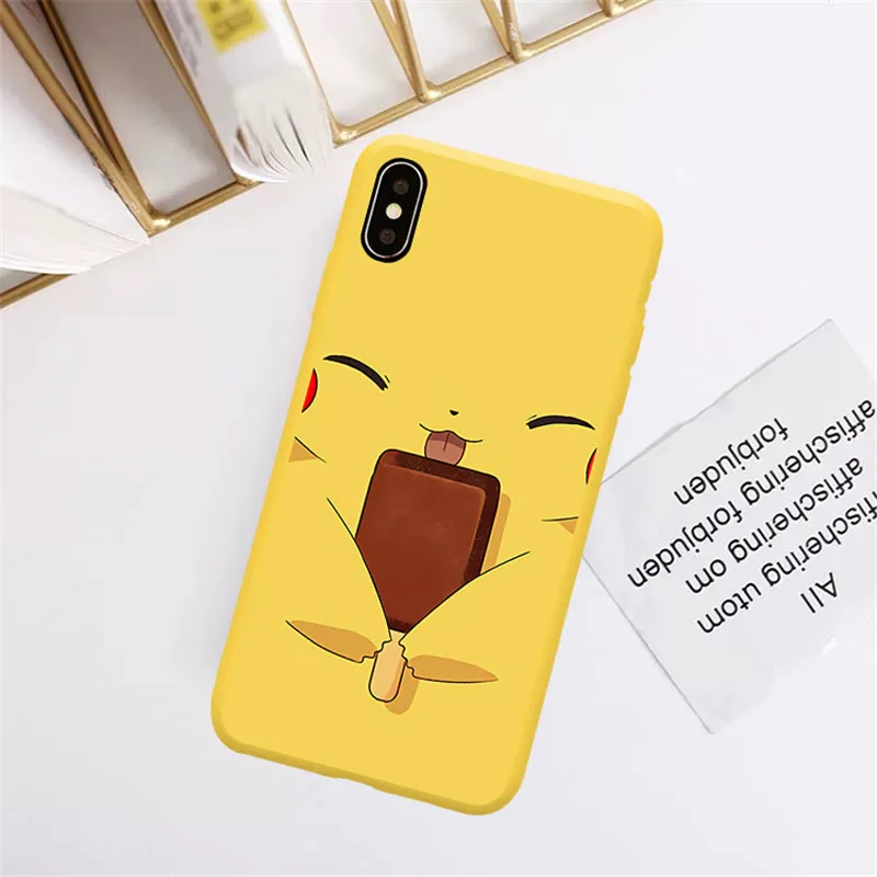 Милый мультяшный Psyduck Pika чехол для телефона для iPhone 7 X XS MAX XR 8 6 6s Plus Мягкий матовый желтый силиконовый чехол