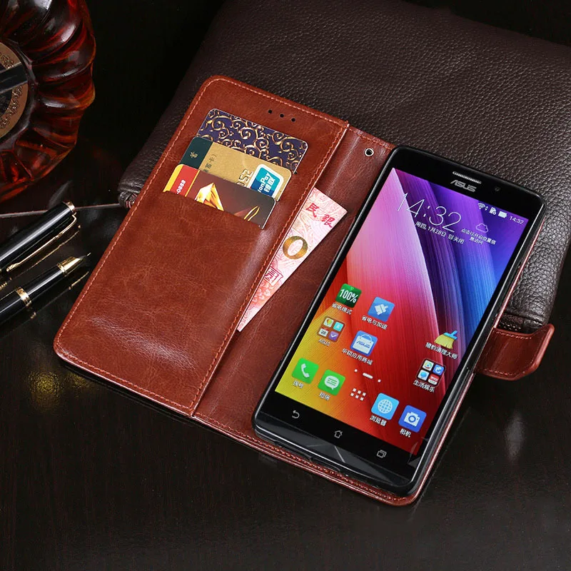 Чехол для ASUS Zenfone MAX ZC550KL 5.5" из премиум-класса кожаная обложка Asus с функцией подставки и держателем для карт.