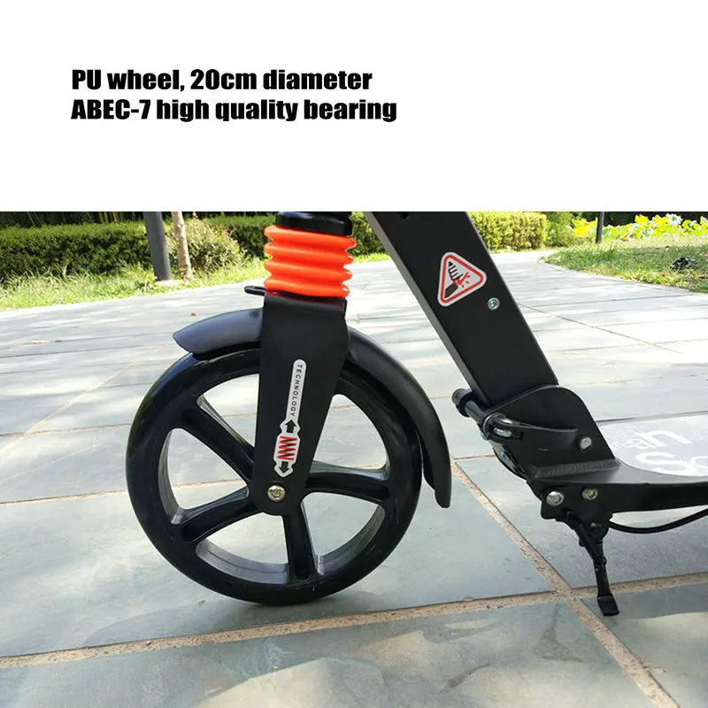 Самокат для взрослых с двойной амортизацией двойным тормозом и 20 см