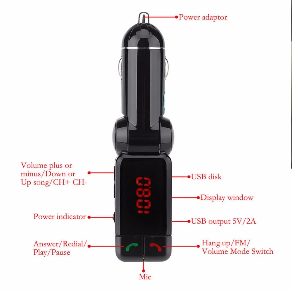 Fm передатчик громкой связи Bluetooth Автомобильный музыкальный комплект