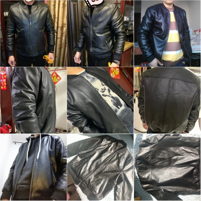 Куртка Пилота авиационного размера плюс 5XL из натуральной овчины, черная куртка из натуральной кожи, мужская куртка-бомбер из овчины, пальто авиатора