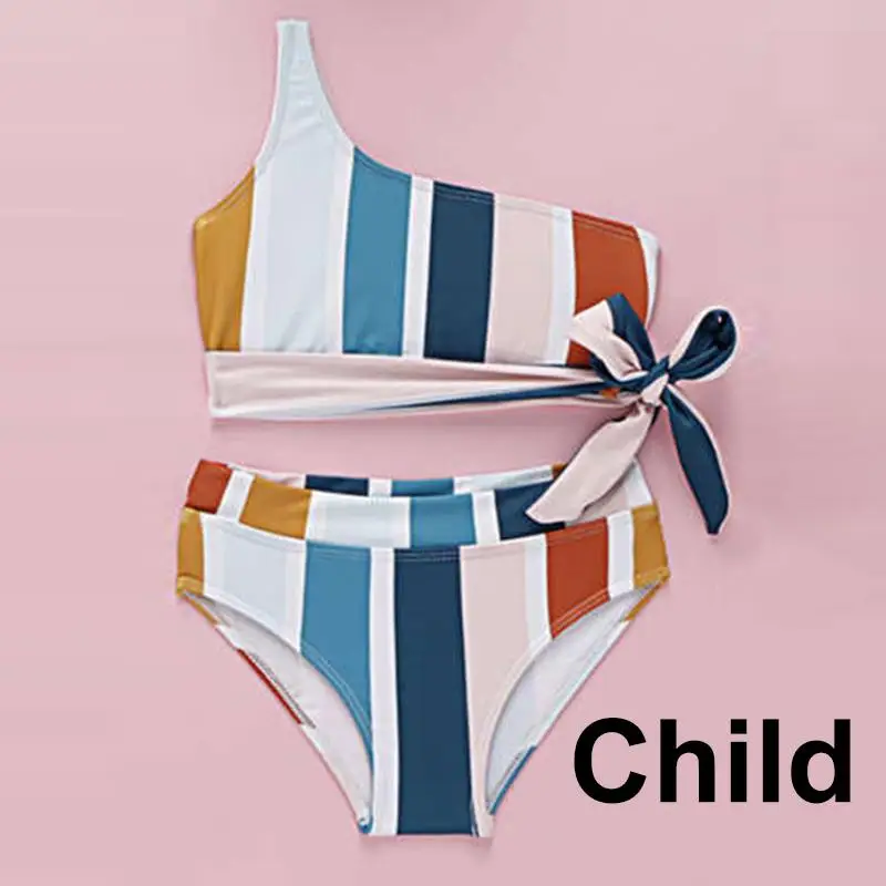 Child Женский купальник Simplee большого размера, семейный купальный костюм, купальник для девочек, бикини на одно плечо с принтом, летняя пляжная одежда - Цвет: Child