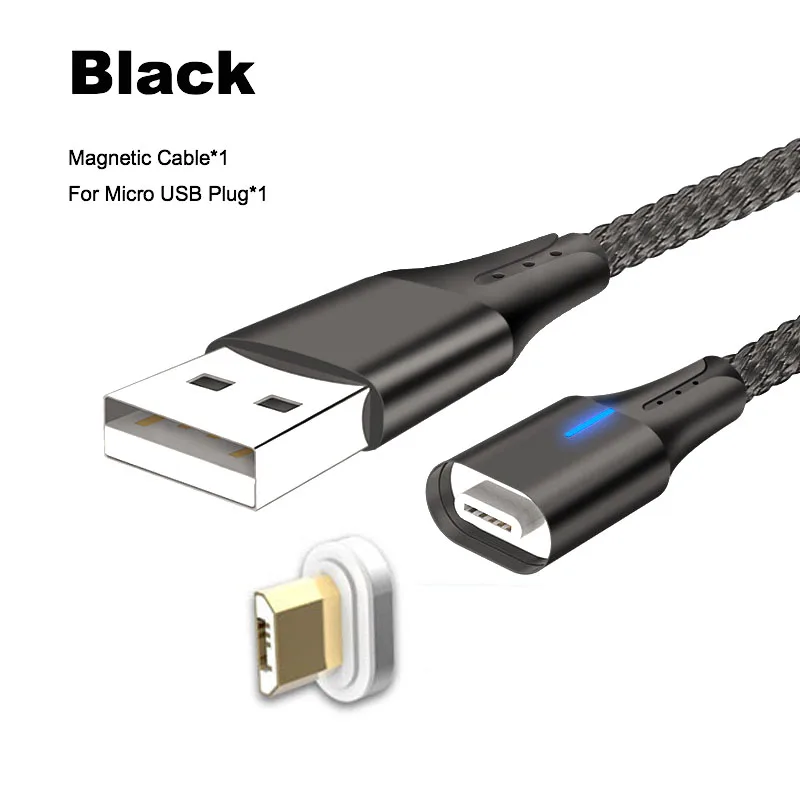 5А Магнитный USB кабель для зарядного устройства type-C для huawei P30 P20 Pro mate 20 10 Honor 20 Магнитный type-C шнур для быстрой зарядки телефона - Цвет: Black For Micro USB