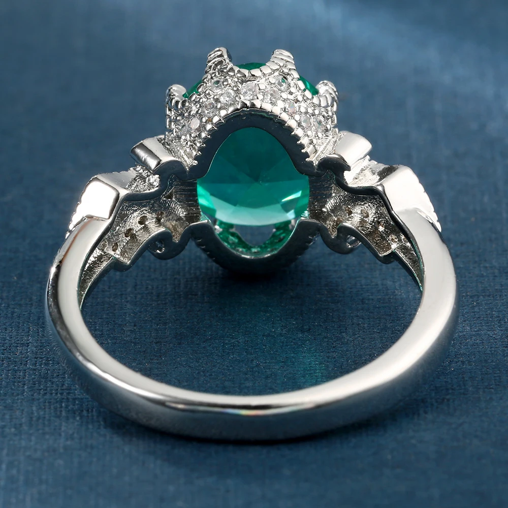 Новый модный светло-голубой камень царского кольца ювелирных изделий Изысканные свадебные банды на заказ Палец для женщин Bijoux Bagues Femme.