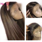 Омбре 13х6 синтетические волосы на фронте, волосы с прямыми волосами для черных женщин