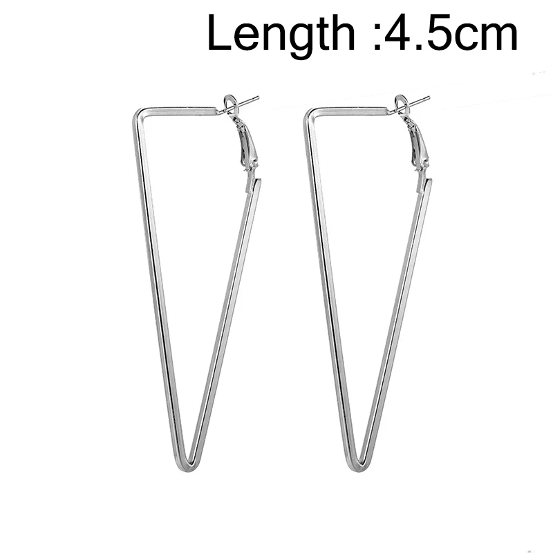 Silver 4.5cm Индивидуальные простые металлические треугольные геометрические серьги, винтажные серьги-кольца для женщин, модные ювелирные аксессуары, подарок - Окраска металла: Silver 4.5cm