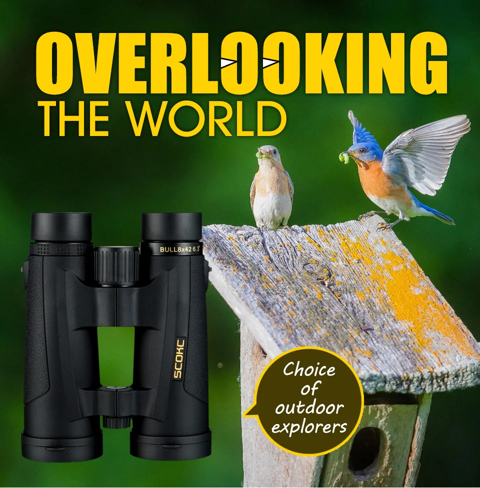 SCOKC 8x42 Compact Binoculars for Bird Watching Waterproof Bak4 Nitrogen Filled Telescope for travelling Hunting Birding