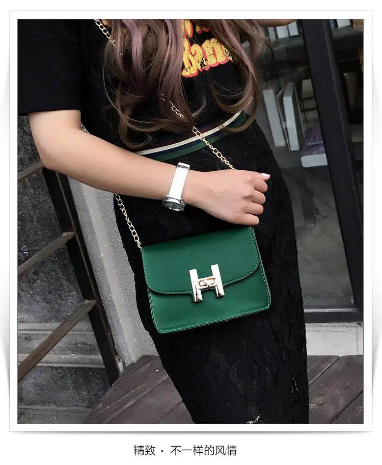 Мини сумка на плечо с цепочкой зеленого цвета сумочка Сумки из искусственной