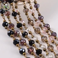 8x6mm handmade glass beads beaded antique bronze chains for necklaces bracelets making diy 1mstrand 39 315strandlot
