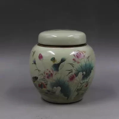 

Qing Tongzhi pink, lotus, mandarin duck, tea pot, antique, old goods porcelain