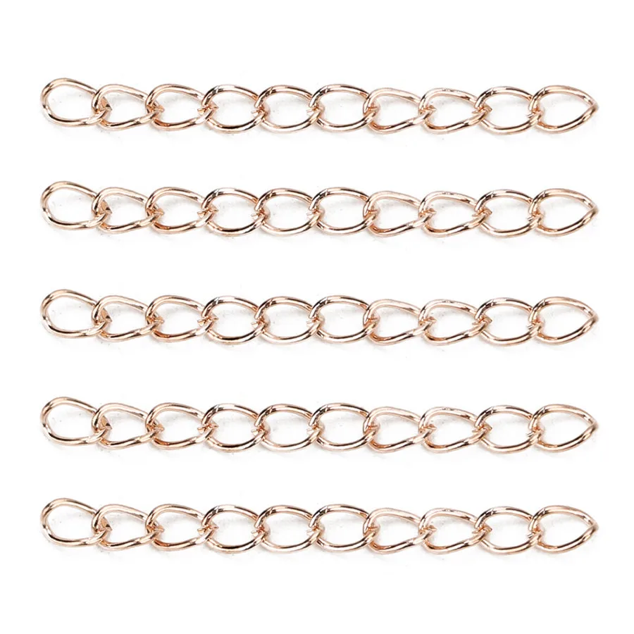 Rose Gold Ckysee, 100 шт./лот, 50x3 мм, металлический сплав, расширенный удлинитель, объемное ожерелье, цепочки, золото, серебро, цвет, сделай сам, браслет, хвост, цепочка, ювелирное изделие - Цвет: Rose Gold