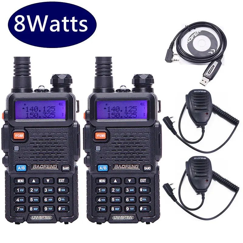 2 шт. Baofeng UV 5R 8 Вт Высокая мощность мощная 10 км рация дальний радиус действия CB Ham