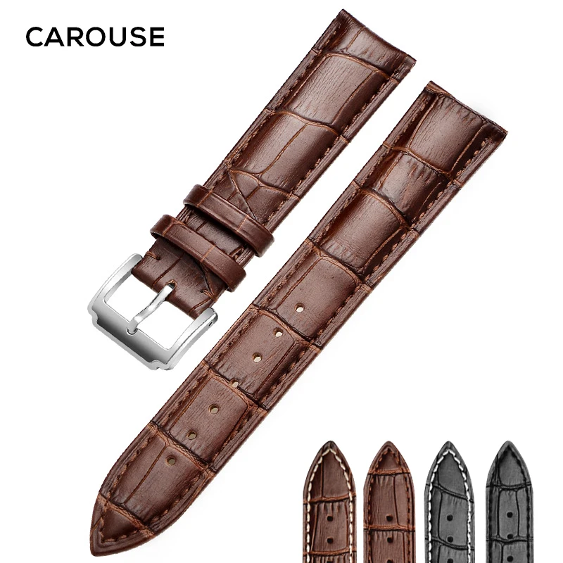 

Carouse Watch Bracelet Belt Black Watchband Soft Calf Leather Watch Strap Band 18mm 20mm 22mm 24mm Waterproof watch wristband