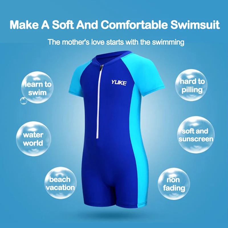 Детский слитный купальник для мальчиков и девочек Солнцезащитный пляжный костюм