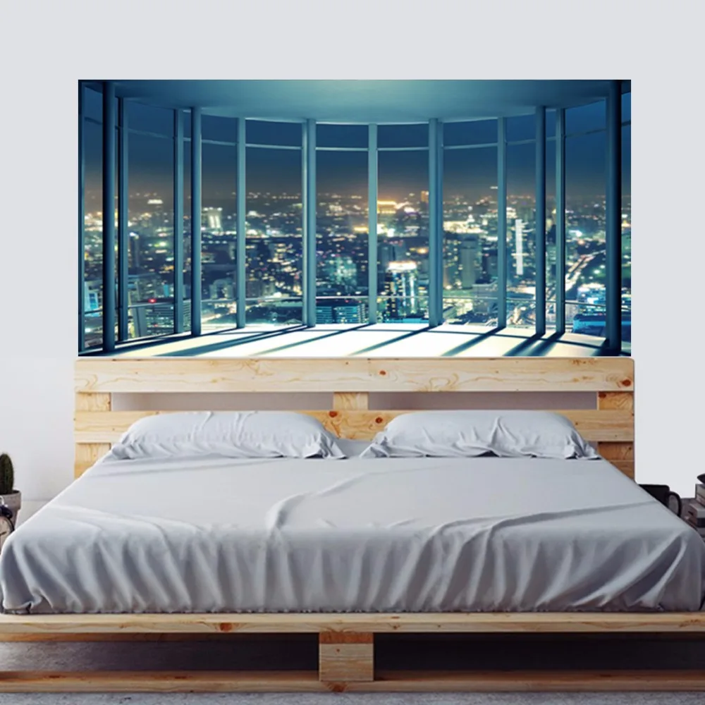 2 шт./компл. 3D подоконника цветов и изображением ночного города прикроватный