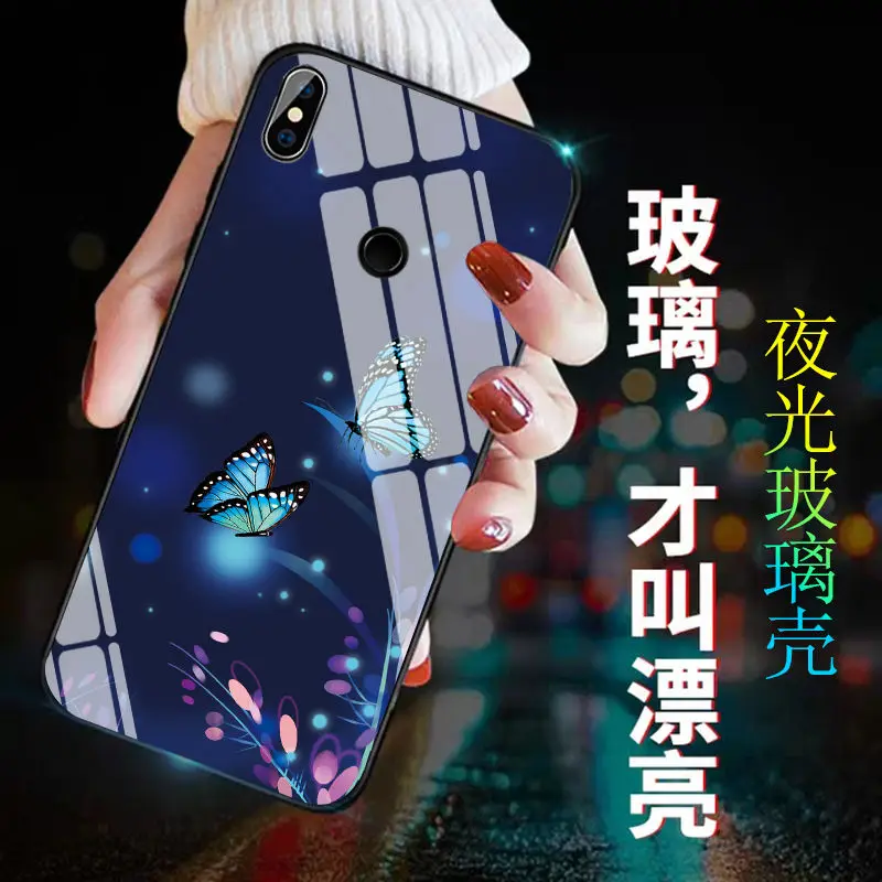 Чехол для Xiaomi mi 8 Lite SE A1 A2 6 6X 5X Red mi Note 5 5 Plus чехол Lu mi nous светящаяся задняя крышка из закаленного стекла силиконовый чехол
