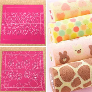pink GOONBQ1pc двухсторонний коврик в рулоне для торта, силиконовый мультяшный узор, швейцарский рулон, лайнер для выпечки, сердце, животное, коврик для выпечки, принадлежности для выпечки - Цвет: pink