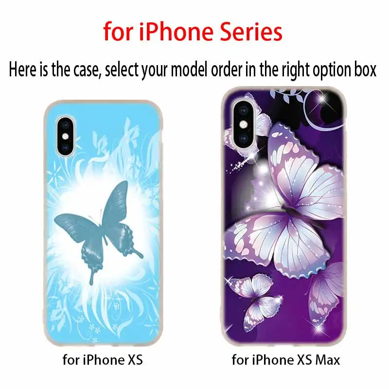 Силиконовый мягкий чехол с синей бабочкой для iPhone 12 11 Pro X XS Max XR 8 7 6 Plus 5s SE 2020 S 1 Etui |