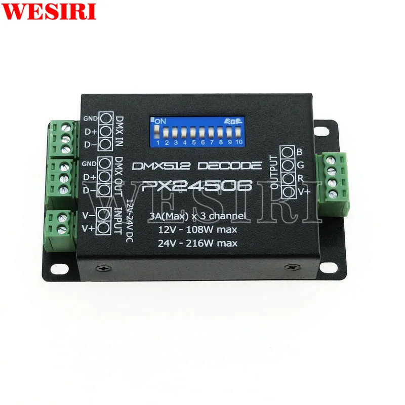 PX24506 DMX декодер драйвера RGB Усилитель контроллер для светодиодных ламп DC12