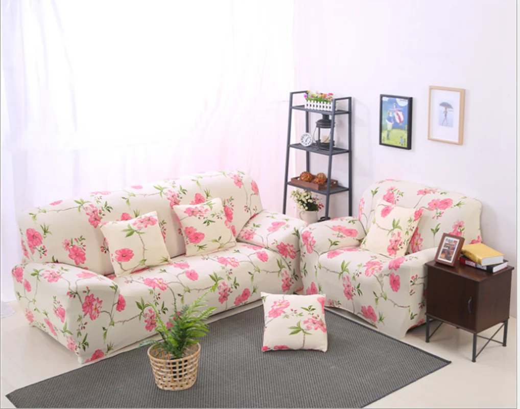 

Pastoral Flower Sofa Slipcovers Tight Wrap All-inclusive Slip-resistant Elastic Cubre Sofa Towel Corner Sofa Cover Couch Cover