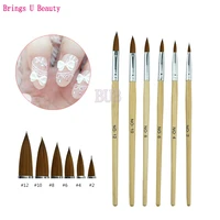 1pc kolinsky sable acrylic nail art brush no 24681012 uv gel carving pen brush liquid powder diy beauty nail drawing