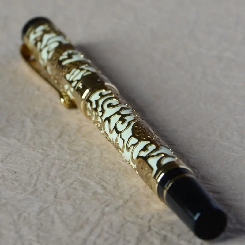 JINHAO 5000 перьевая ручка с белым и золотым наконечником тиснением дракона|pen pad|dragon