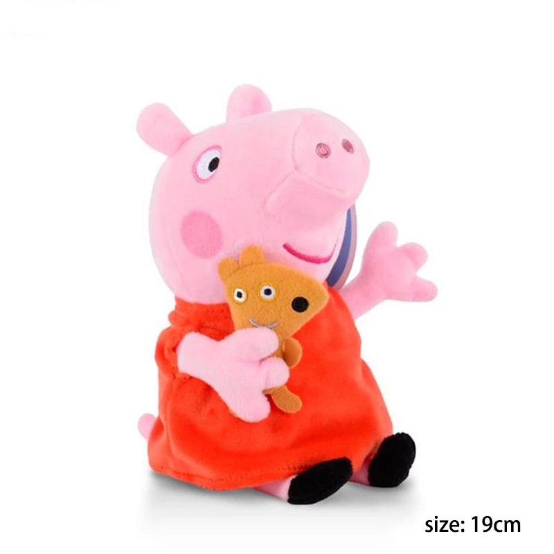 Peppa Pig 19cm 19-30 см оригинальными Peppa бабушка дедушка свинья плюшевая кавайная игрушка плюшевая зверушка-постельные принадлежности для сна подушка на день рождения для детей; подарок - Цвет: Peppa Pig 19cm