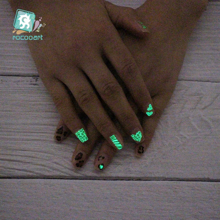Светящиеся Водные Наклейки для ногтей Rocooart наклейки с перьями глазами дьявола