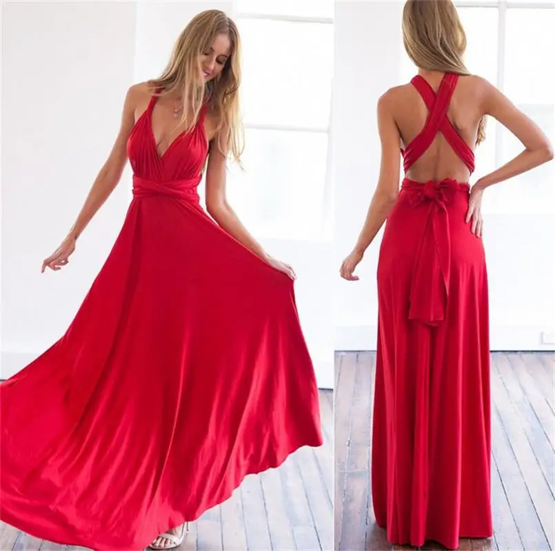 

2020 Sexy Women Boho Maxi Club Dress Red Bandage Long Dress Party Multiway Bridesmaids Convertible Infinity Robe Longue Femme