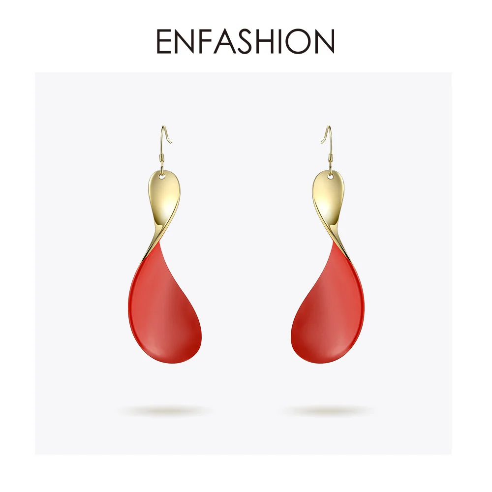 Enfashion красные Висячие серьги для женщин золотого цвета, большие длинные висячие серьги, модное ювелирное изделие Oorbellen EC191017