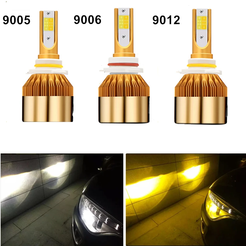 Автомобильная светодиодная фара YHKOMS H4 H7 H8 H9 H11 H1 H3 H27 880 881 HB3 9005 HB4 9006 9012 двухцветная