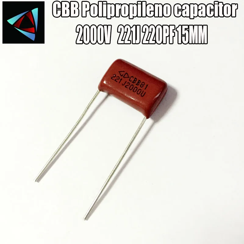 8 шт 2000V 2KV 221J 220PF P15 полипропиленовый пленочный конденсатор с алюминиевой крышкой, шаг 20 мм