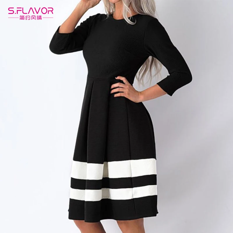 S. FLAVOR 2018 Новое модное женское платье в полоску сексуальное Элегантное