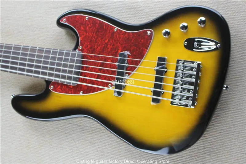 Прямая поставка с фабрики 6 струн джаз бас электрическая гитара батареей 9 В