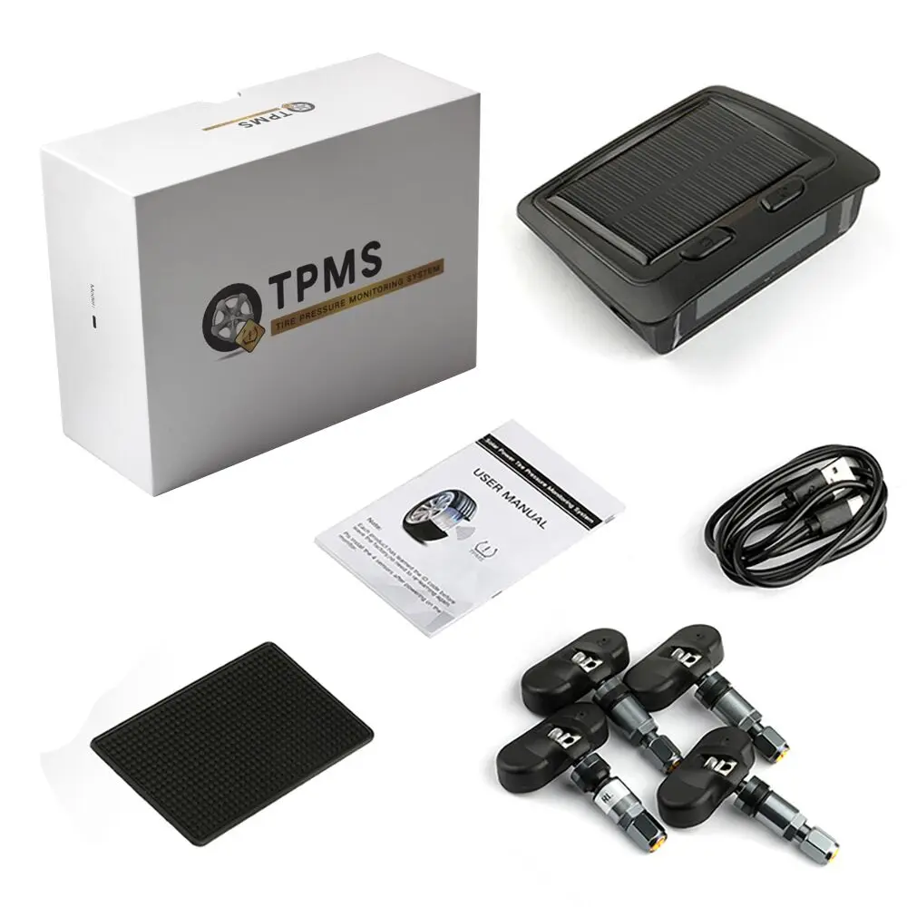 Ancel TPMS солнечная мощность и USB система мониторинга давления в шинах цифровой ЖК