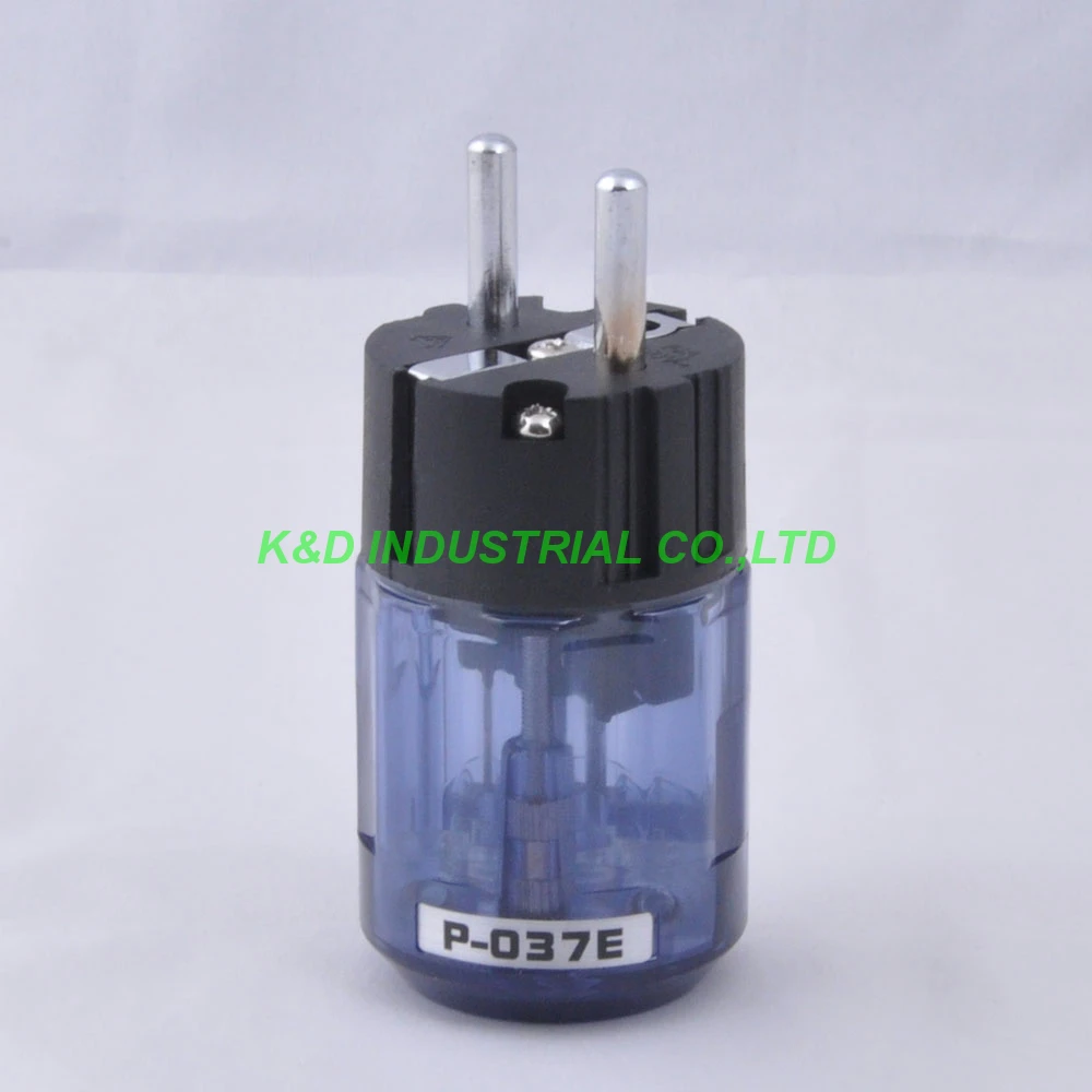 

1pc Audio AMP Schuko EUR AC Power Plug Rhodium Plate Transparent Blue P037