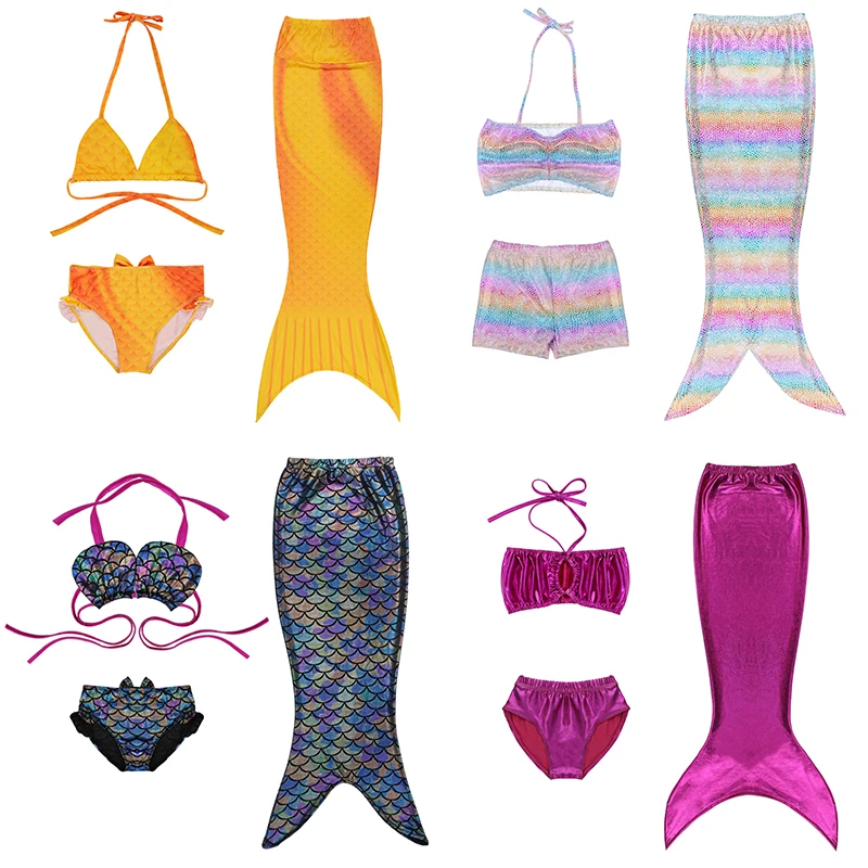 

Toddler Girls 3-12Y Mermaid Tail Swimsuit Split Swimwear Kids Swimmable Bikini Beachwear Bathing Suit Swimming Bikini Costumes