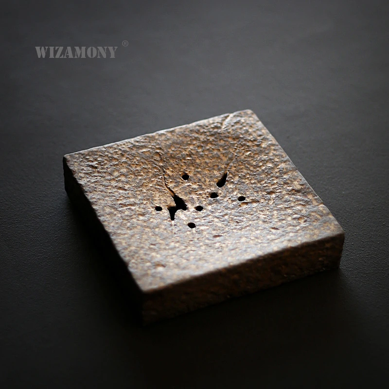 

WIZAMONY, ручная работа, необработанная керамика, черный, золотой глазурь, чайный поднос, Квадратный держатель для воды в японском стиле, сухой пивоваренный чайный столик