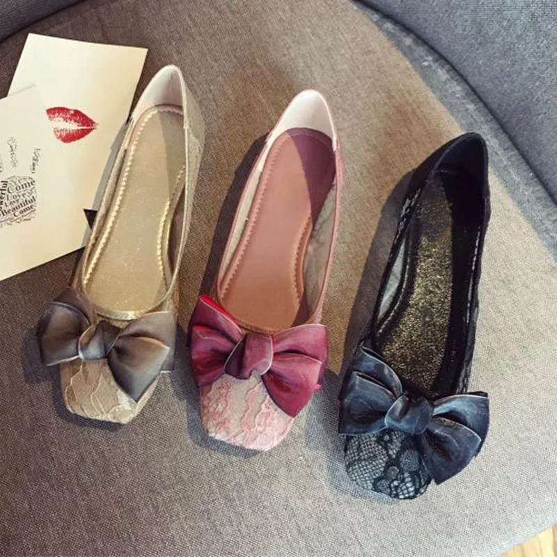 2019 сезон: весна–лето Туфли без каблуков женские балетки кружева Элитный бренд