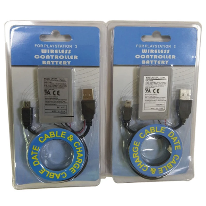 2 шт./партия 1800 мАч батарея для sony playstadi3 PS3 беспроводной контроллер 3,7 в литий-ионные аккумуляторы+ Кабель зарядного устройства