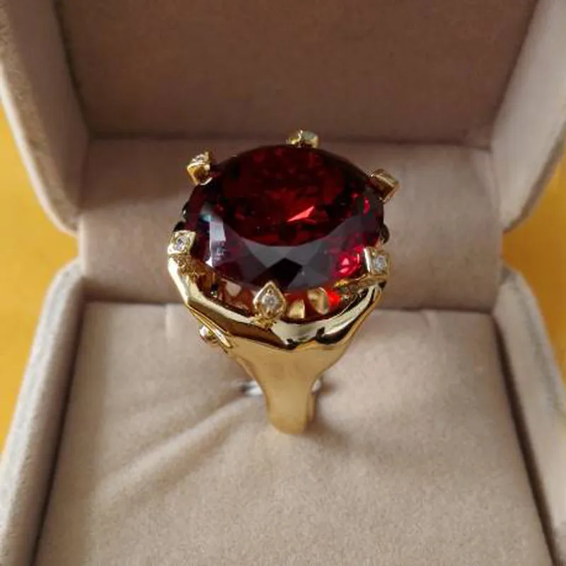 Qi Xuan_Fashion Jewelry_Big темно-красный камень роскошный гнев Rings_S925 Стерлинговое Серебро твердые руки палец rings_завод прямые продажи