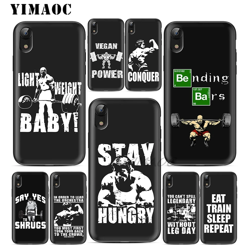 YIMAOC Conquer Gym Gain Бодибилдинг мягкий черный силиконовый чехол из ТПУ для iPhone X или 10 8 7