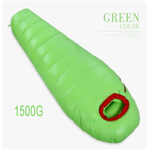 Green 1500g FLYLITTE Кемпинг Сверхлегкий спальные мешки мумия Тип утка вниз сплайсинга двойной взрослый 3 сезона вниз спальный мешок Открытый Инструменты - Цвет: Green 1500g