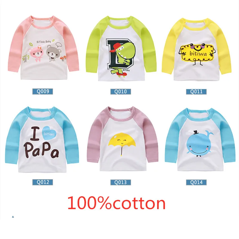 Детская Хлопковая футболка с длинным рукавом мультяшным принтом | Мать и ребенок