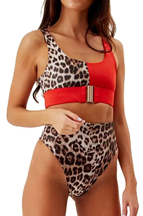 red swimsuit Сексуальный Бразильский бикини, набор, стринги, Холтер, размера плюс, женский купальник, Африканский принт, бандаж, сетка, крест, высокая талия, купальник, XL - Цвет: red swimsuit