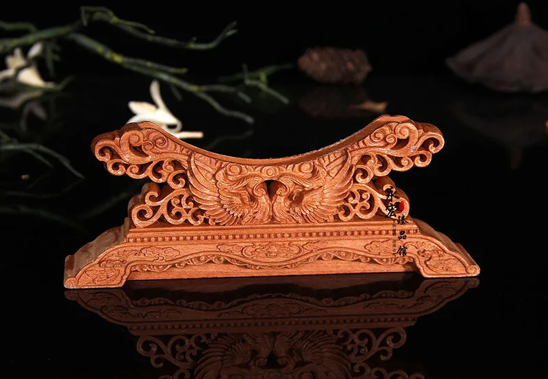 Деревянная резная работа Loong Phoenix fish, цветы животных, китайское слово, настольные украшения для дома(A014
