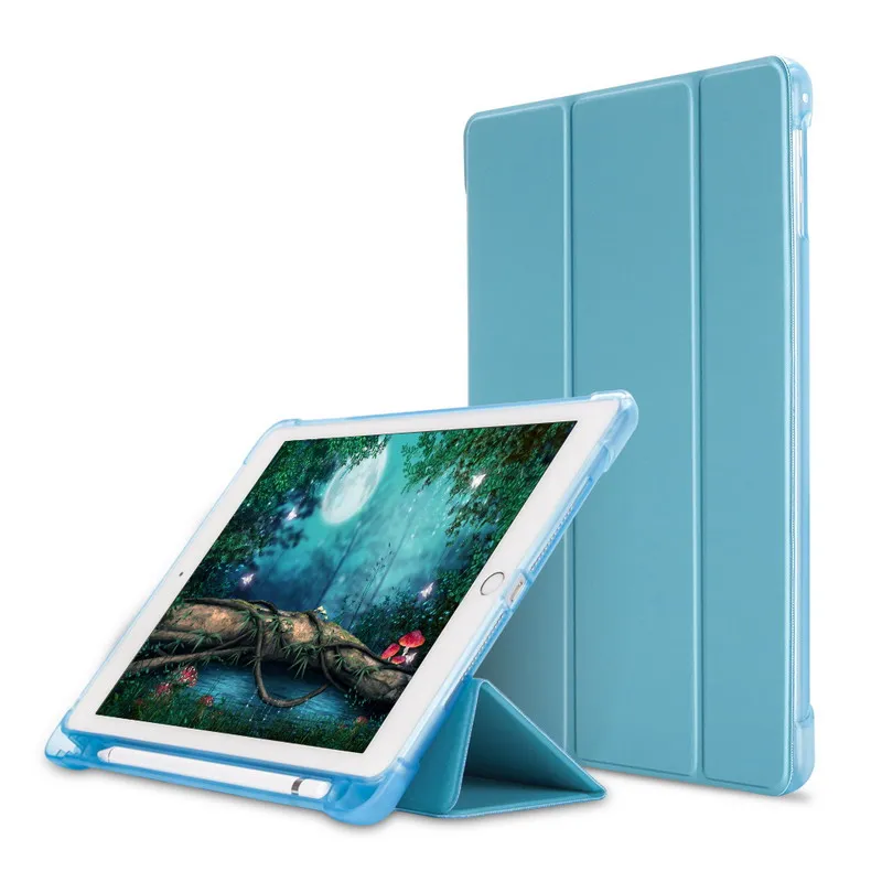 L blue-3-YH-bicao-89 ZAIWJ Карандаш Чехол с подставкой для планшета Apple iPad 9,7 дюйма() A1893 A1954, 1/2 из искусственной кожи Smart Cover Wake состояния заданием будильника - Цвет: L blue-3-YH-bicao-89