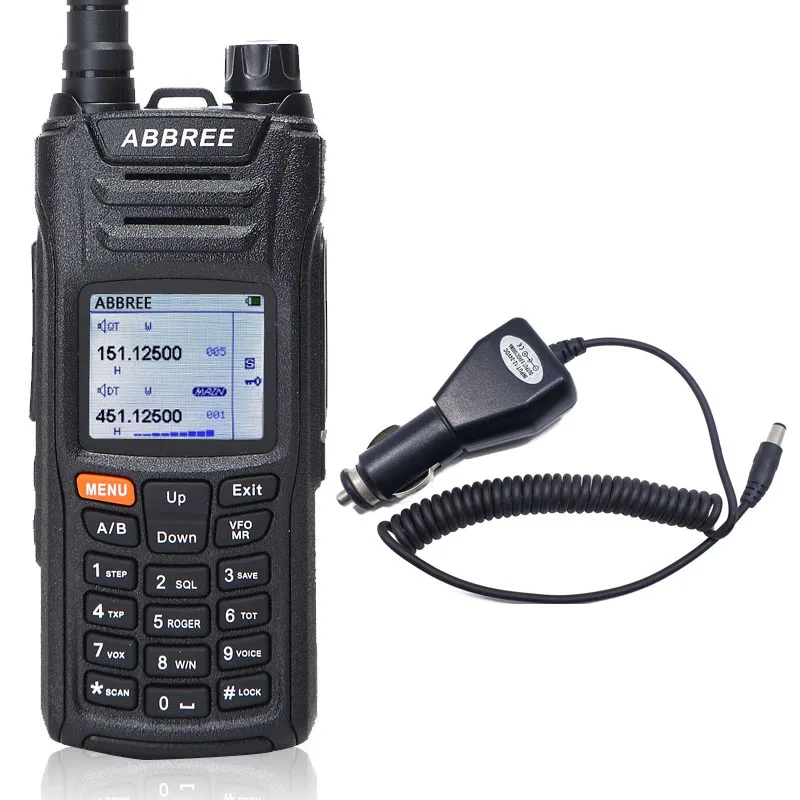 add car charger Abbree AR-F6 Ham Walkie Talkie Radio125-560MHz все полосы большой диапазон двойной дисплей двойной режим ожидания VOX DTMF SOS ЖК-дисплей цветной дисплей - Цвет: add car charger
