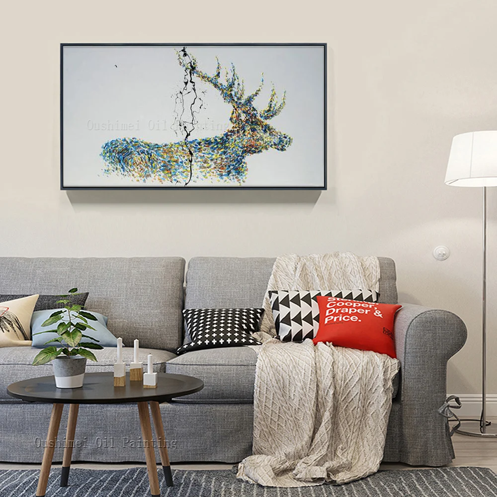 Высококачественная картина маслом на холсте абстрактная живопись оленя новый